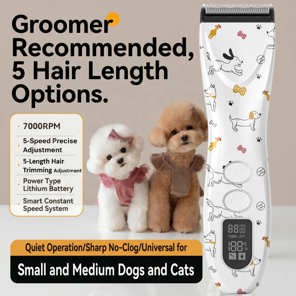 Professional Shernbao PGC-780 Pet Hair Clipper with 5in1 Sharp Smooth-cutting Blade for Dog&Cat Hair Trimming and Grooming