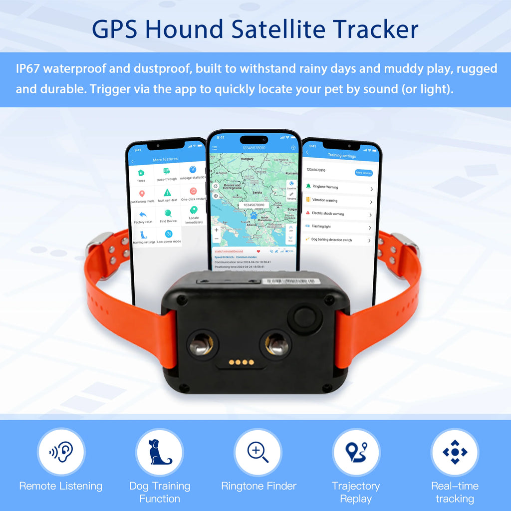 Find My Pet Dog GPS Tracker Collar 4G LTE Satellite Tracking 1 Year Warranty PC/GSM/GPRS/LBS/WIFI