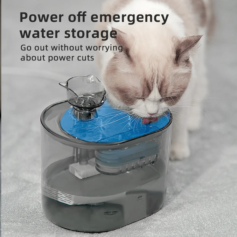 2.2L Automatic Pet Water Dispenser Stylish Portable Cats Dogs Rechargeable Waterproof Ultra Quiet Circulation Transparent Solid