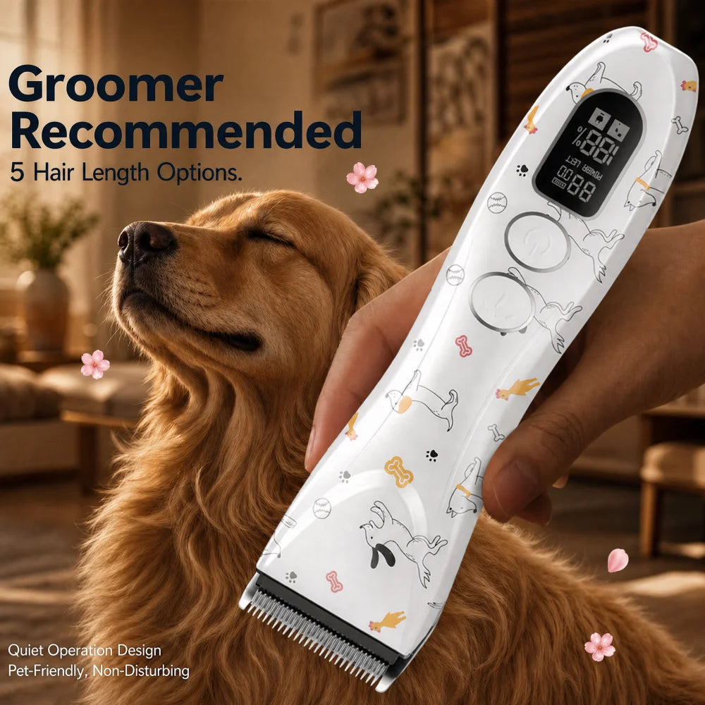 Professional Shernbao PGC-780 Pet Hair Clipper with 5in1 Sharp Smooth-cutting Blade for Dog&Cat Hair Trimming and Grooming