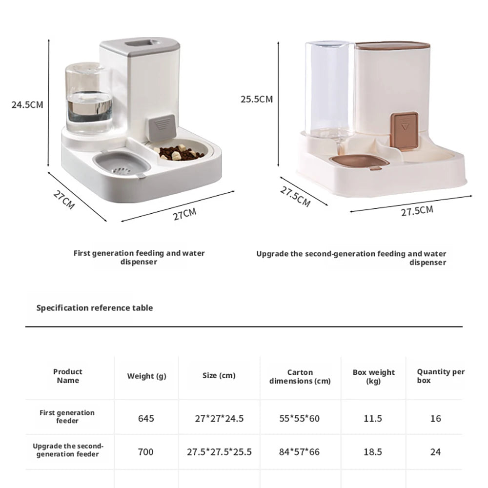 Pet Automatic Feeder and Water Dispenser 2 in 1 for Cats Dogs Supplies Water Bottle Dog Food Bowl Auto Feeding Cat Bowl