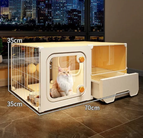 Panoramic Cloth Type Rectangular Extra Large Free Space Pet Cat Villa Indoor Cat Cage Toilet Integrated Cat House Dog House