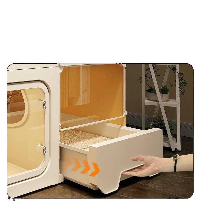 Panoramic Cloth Type Rectangular Extra Large Free Space Pet Cat Villa Indoor Cat Cage Toilet Integrated Cat House Dog House