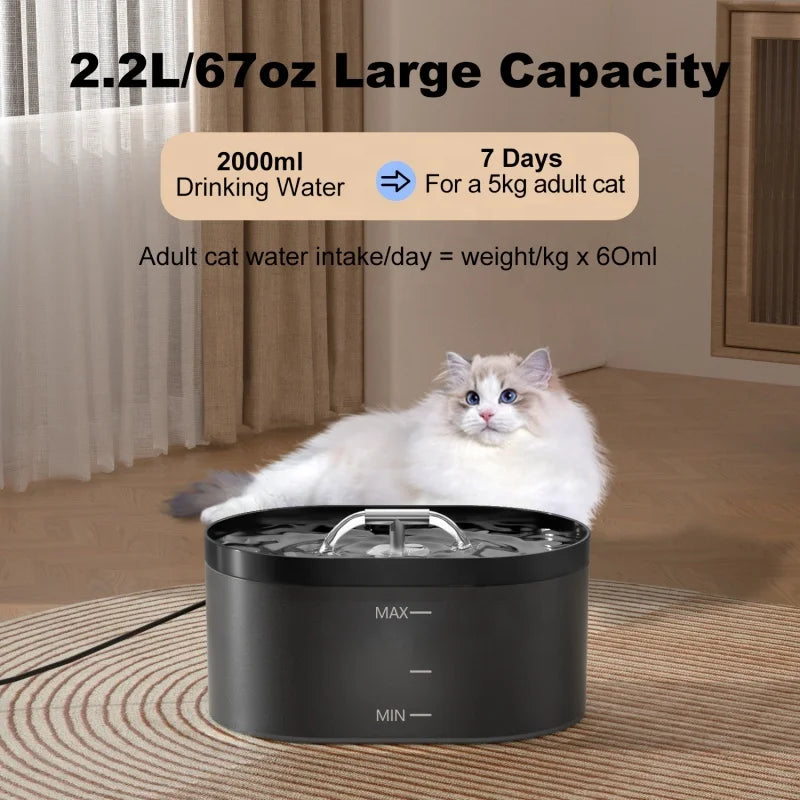 2.2L  Automatic Pet Water Dispenser New Design Cat Dog Fountain Plastic Cat Water Bowl USB Cat Water Fountain