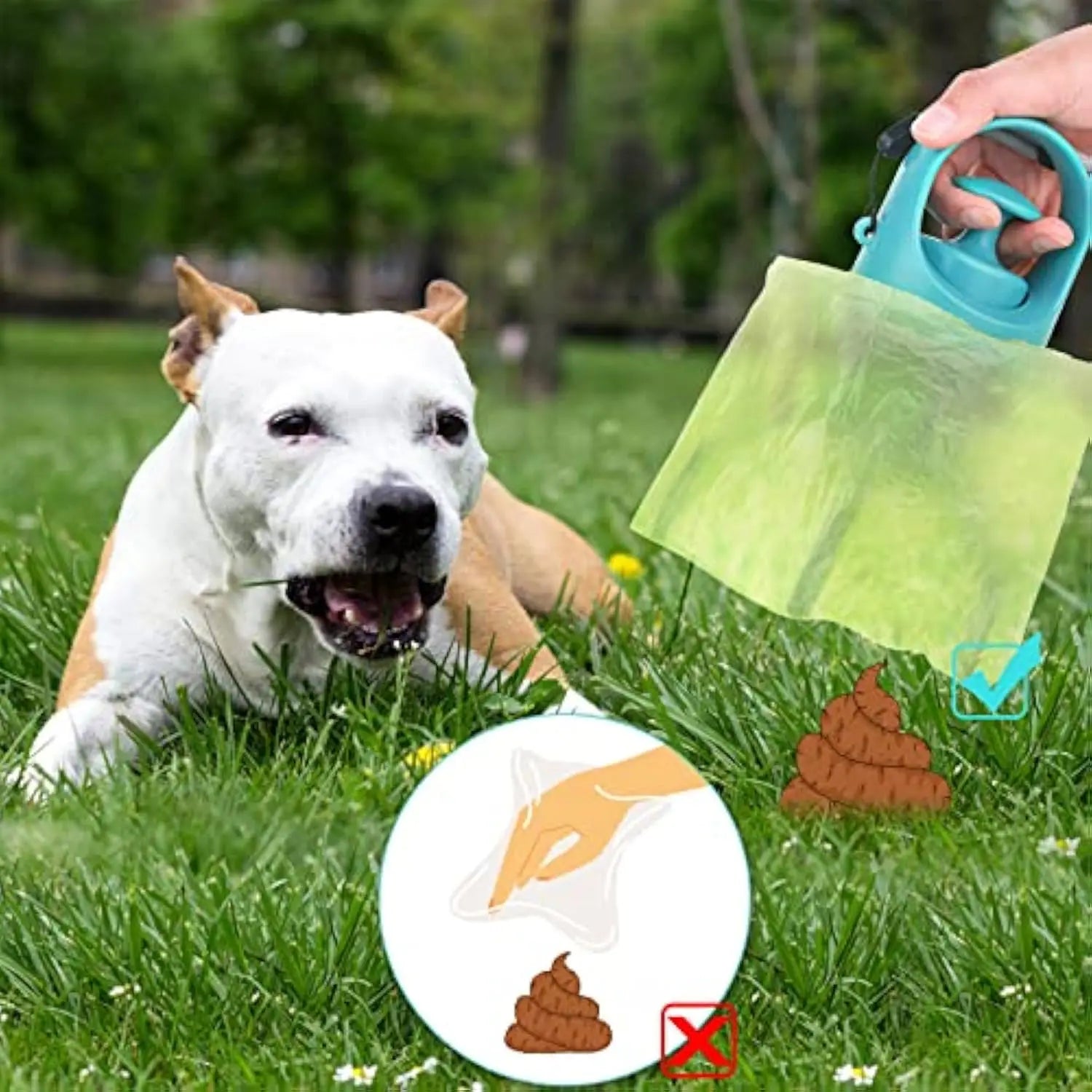 Lightweight Portable Luxury Plastic Pet Poop Scooper with Bag Dispenser Hands-Free Waste Removal Claw Dog Poop Picker