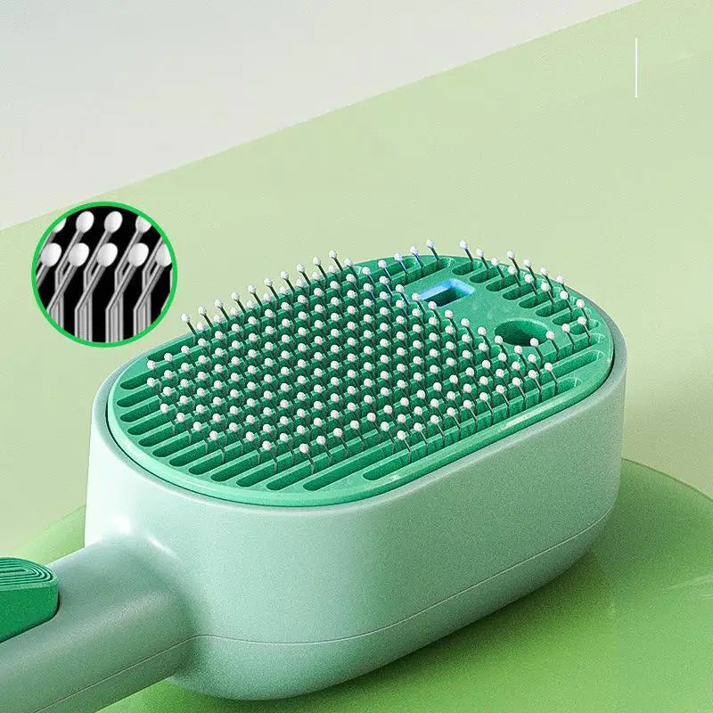 Pet Steam Hair Removal Brush Stainless Steel Needles One-click Cleaning Button Cat Care Massage Grooming Comb