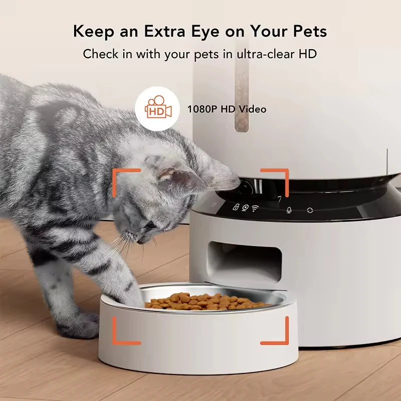 Mobile Phone Control 2 Way Audio WiFi Smart Dual Power 5L Capacity HD 1080P Camera Automatic Dog Pet Feeder