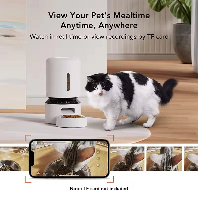Mobile Phone Control 2 Way Audio WiFi Smart Dual Power 5L Capacity HD 1080P Camera Automatic Dog Pet Feeder