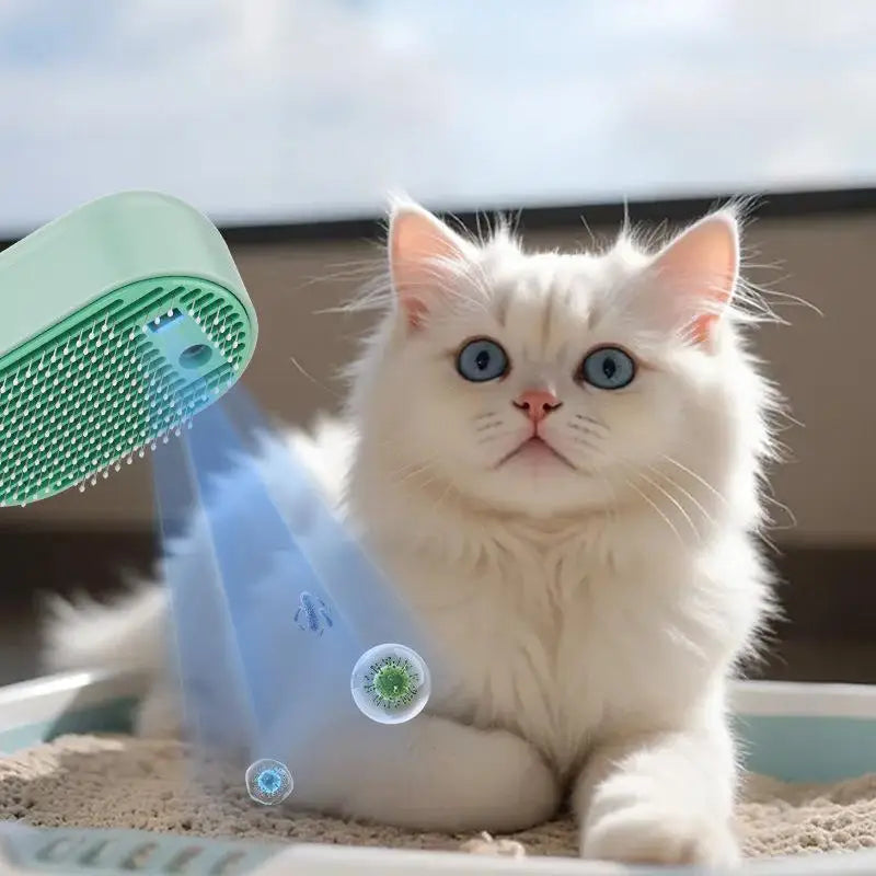 Pet Steam Hair Removal Brush Stainless Steel Needles One-click Cleaning Button Cat Care Massage Grooming Comb