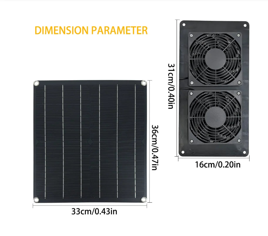 25W Solar Powered Ventilation Fan for Chicken Coops, Dog Houses & Pet Kennels- Photovoltaic Exhaust Fan for Poultry, Small Pets